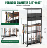 Fishing Rod Storage Rack with Pegboard, Rolling Tackle Organizer Cart, Multi-Tier Fishing Gear Stand for Rods, Reels, Tackle Boxes & Bags
