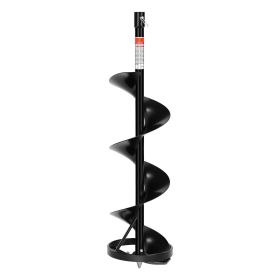 Ice Auger Drill Bit, 8" Dia. High-Strength Steel Ice Fishing Augers, Weather-Resistant Spiral Drill Bits Replacement with Center Tip