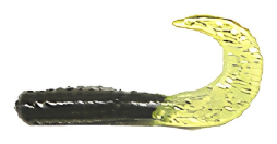 Action Bait 3in Curly Grubs 20pk (Color: Black Chartreuse Glitter)