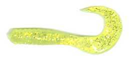 Action Bait 3in Curly Grubs 20pk (Color: Chartreuse Glitter)