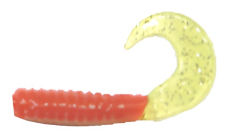 Action Bait 3in Curly Grubs 20pk (Color: Red Chartreuse Glitter)