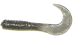 Action Bait 3in Curly Grubs 20pk (Color: Smoke Glitter)