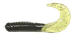 Action Bait 3in Curly Grubs 20pk (Color: Black Chartreuse)